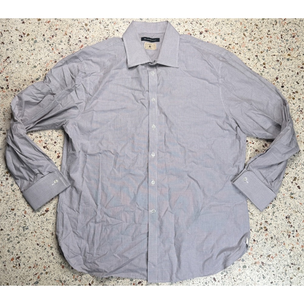 John Varvatos Men's Button Up Long Sleeve Check Pattern Dress Shirt Size 16.5 R